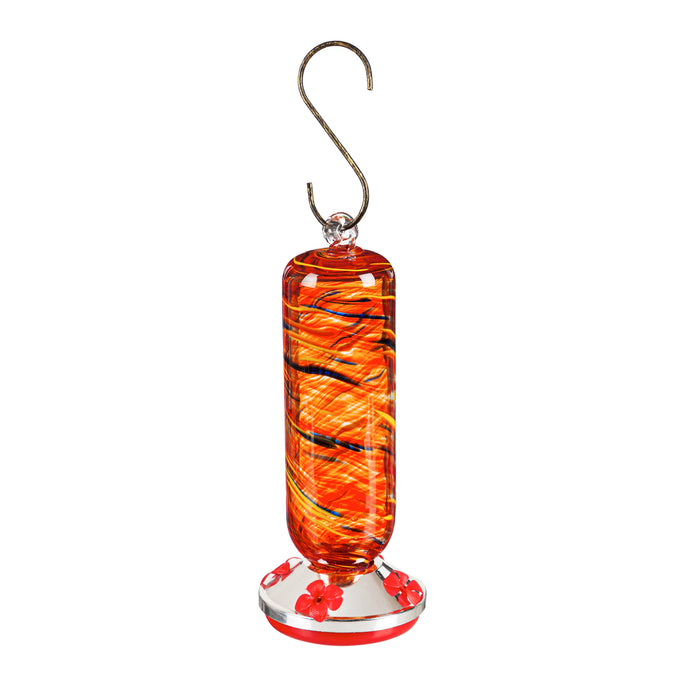 Orange Speckle Glass Hummingbird Feeder