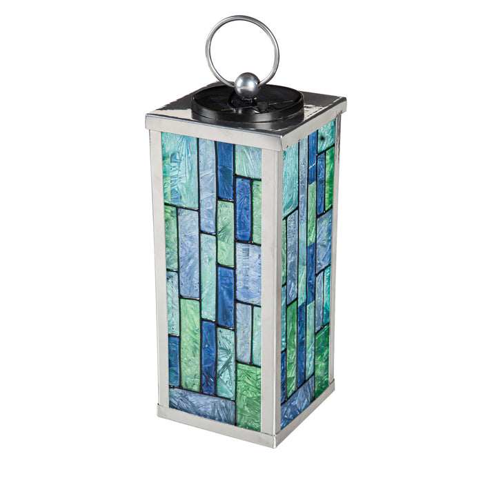 Solar Blue Stained Glass Finish Lantern