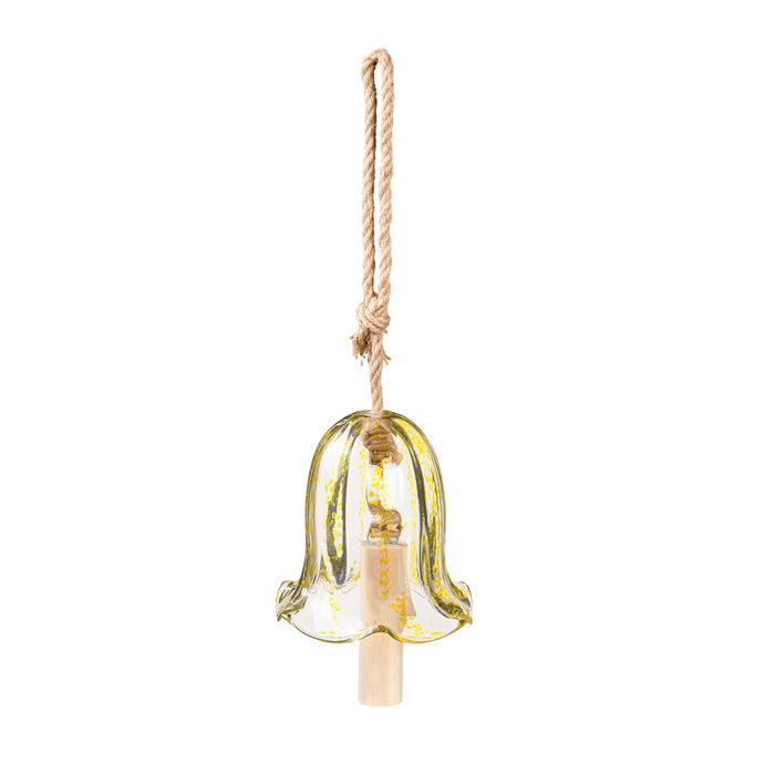 Art Glass Speckle Yellow Floral Shaped Bell Chime