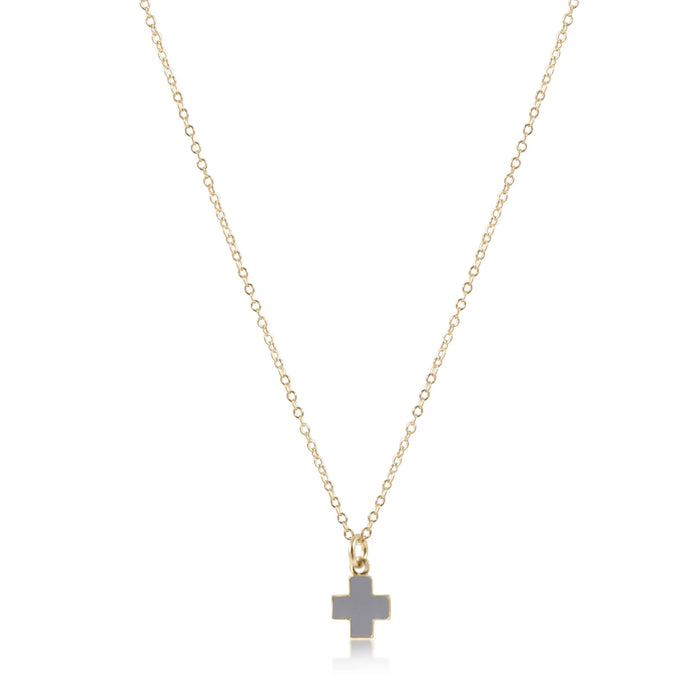 16" necklace gold - signature cross gold charm - grey by enewton