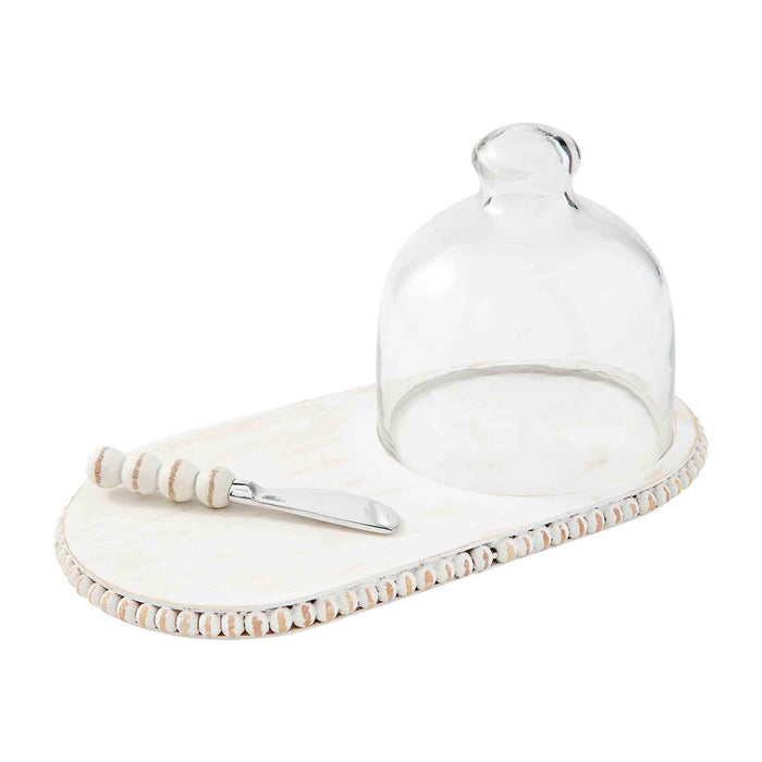 White Bead Tray & Cloche Set BY MUD PIE