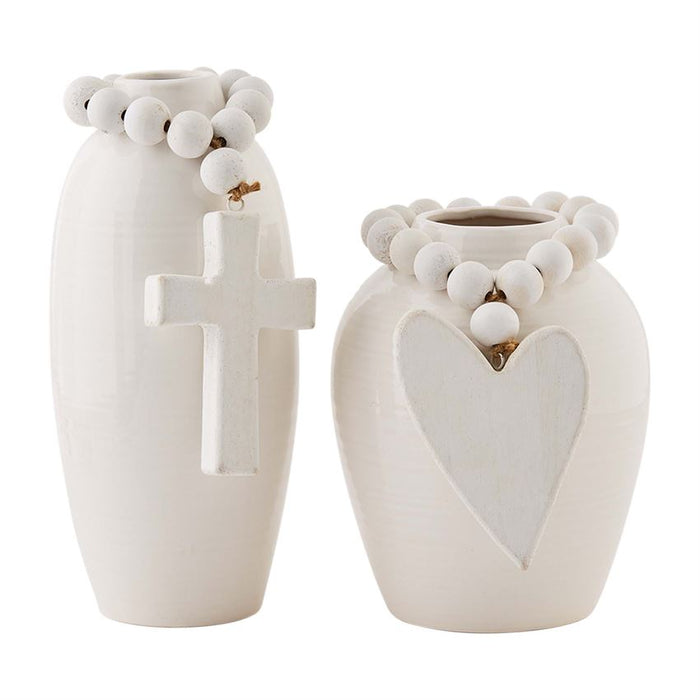 BEADED STONEWARE VASES BY MUD PIE