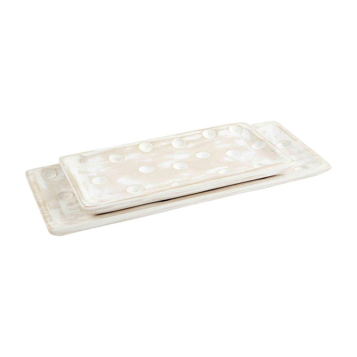 Carved Dot Tray Set of 2 BY MUD PIE