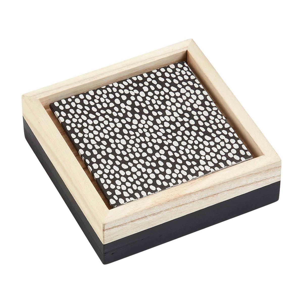 Black/Natural Napkin & Box Set BY MUD PIE - A. Dodson's