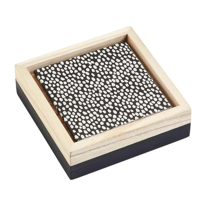 Black/Natural Napkin & Box Set BY MUD PIE