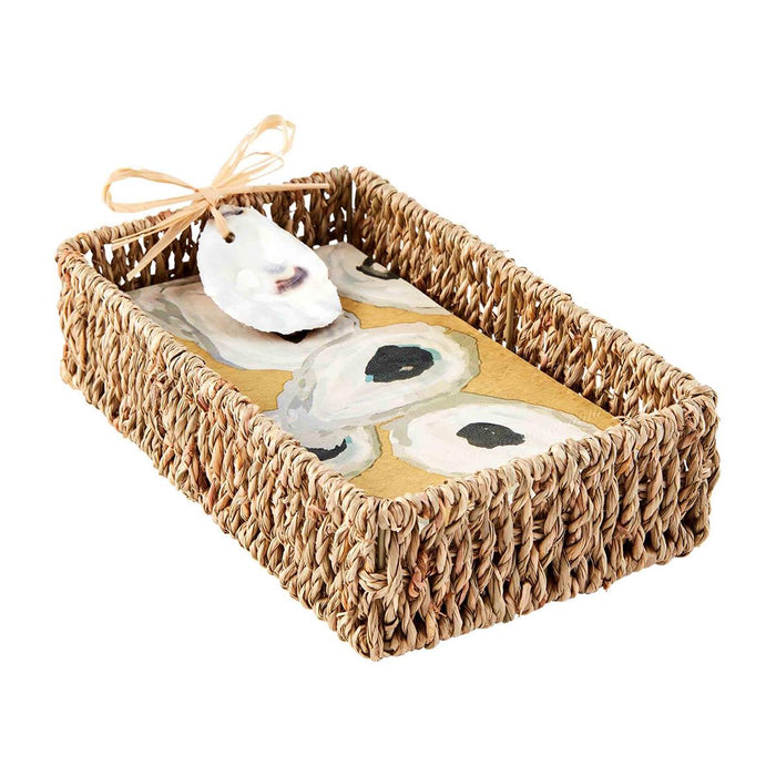 Oyster Guest Towel & Basket Set BY MUD PIE