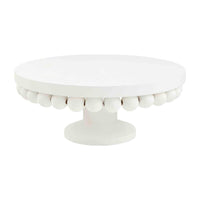 WHITE BEADED PEDESTAL - 2 SIZES BY MUD PIE