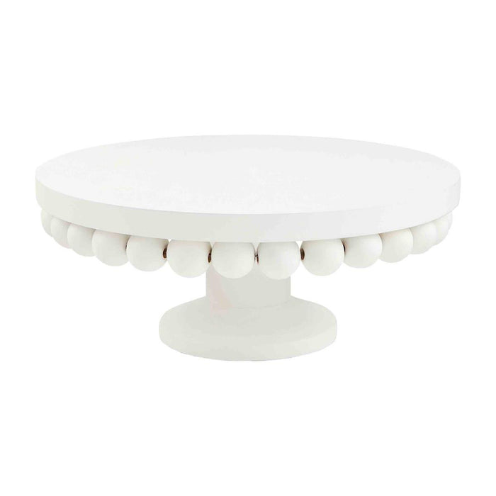 WHITE BEADED PEDESTAL - 2 SIZES BY MUD PIE