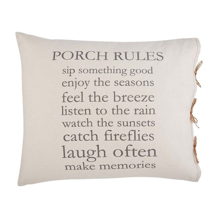 PORCH RULES PILLOW BY MUD PIE
