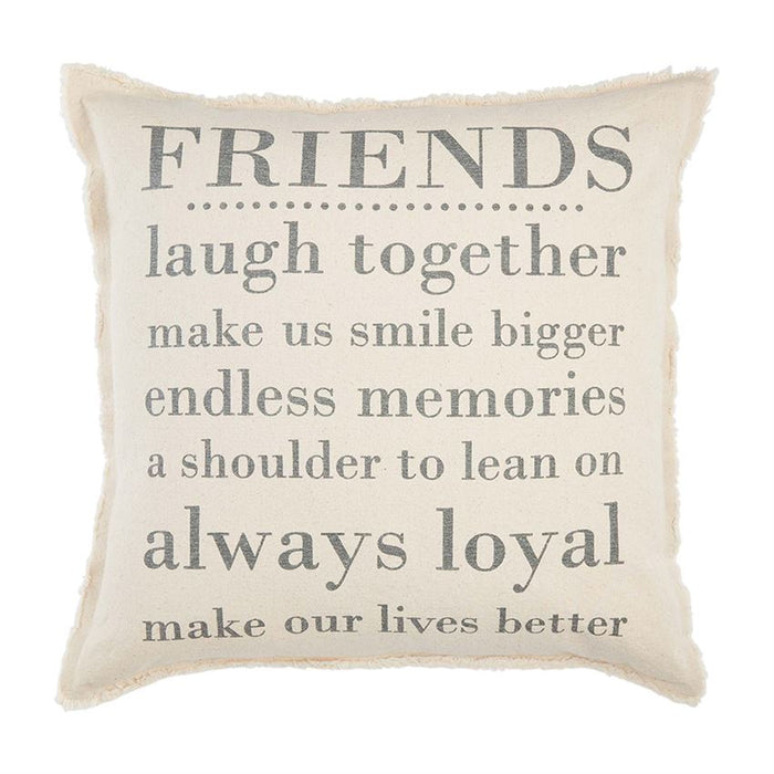 FRIENDS WASHED CANVAS PILLOW BY MUD PIE