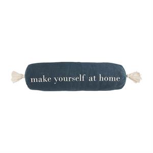 Make Yourself At Home Navy Bolster Pillow BY MUD PIE