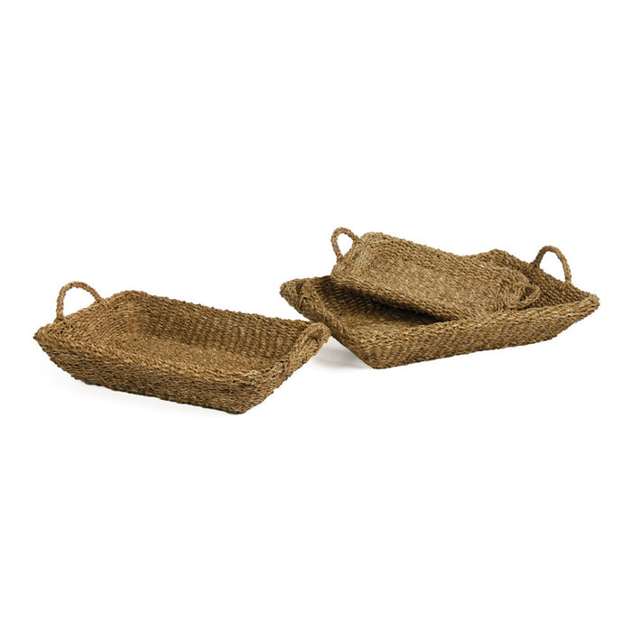 SEAGRASS TRAYS WITH HANDLES SET OF 3 BY NAPA HOME & GARDEN
