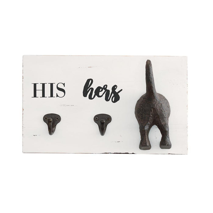 HIS, HERS & PUP WALL HOOK BY MUD PIE