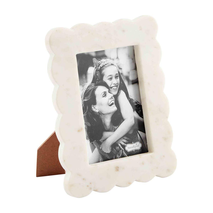 Scalloped Marble Frame - 2 Sizes BY MUD PIE