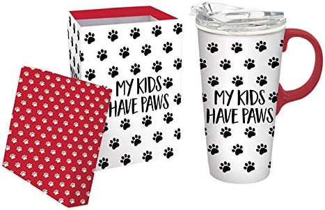 Ceramic Travel Cup, 17 OZ. ,w/box My Kids Have Paws