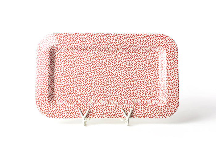RED SMALL DOT MINI RECTANGLE ENTERTAINING PLATTER