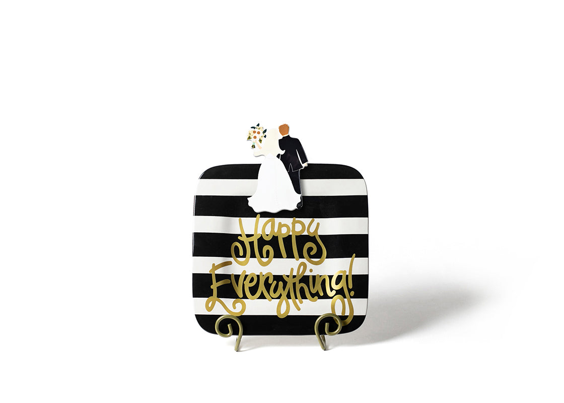 HAPPY EVERYTHING BLACK STRIPE MINI PLATTER - A. Dodson's