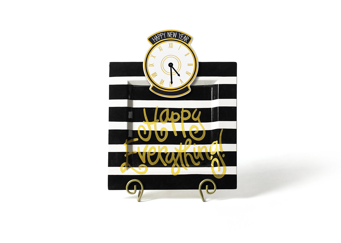 HAPPY EVERYTHING BLACK STRIPE BIG SQUARE PLATTER - A. Dodson's