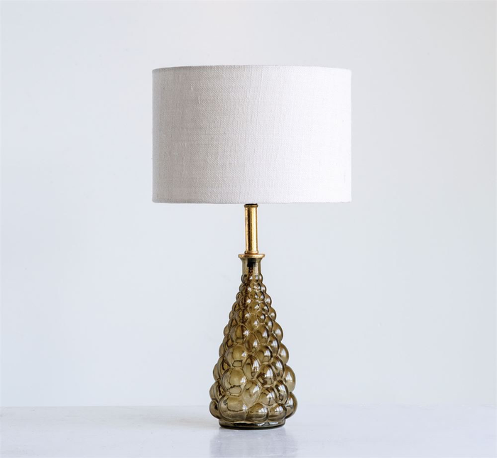 GLASS TABLE LAMP WITH JUTE SHADE