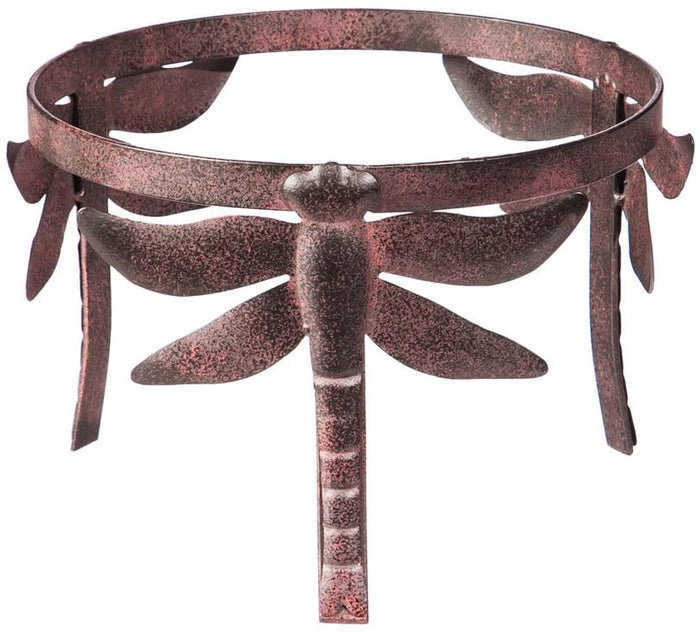 Garden Dragonfly Adorned Metal Gazing Ball Stand