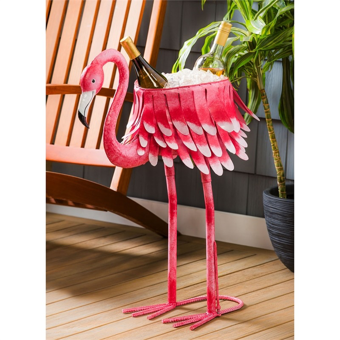 METAL FLAMINGO CHILLER/PLANTER