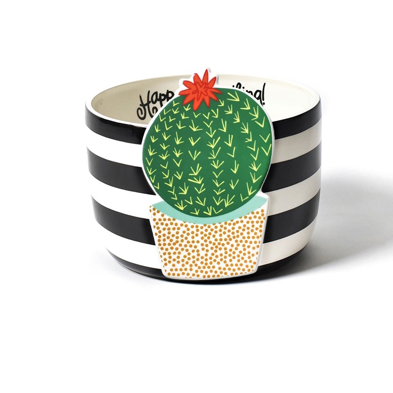 HAPPY EVERYTHING BLACK STRIPE BIG BOWL - A. Dodson's