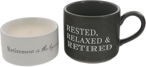 Retirement - Stacking Mug and Candle Set 100% Soy Wax Scent: Tranquility - A. Dodson's