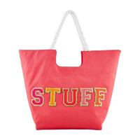 CANVAS PATCH TOTE BY MUD PIE - 3 COLORS