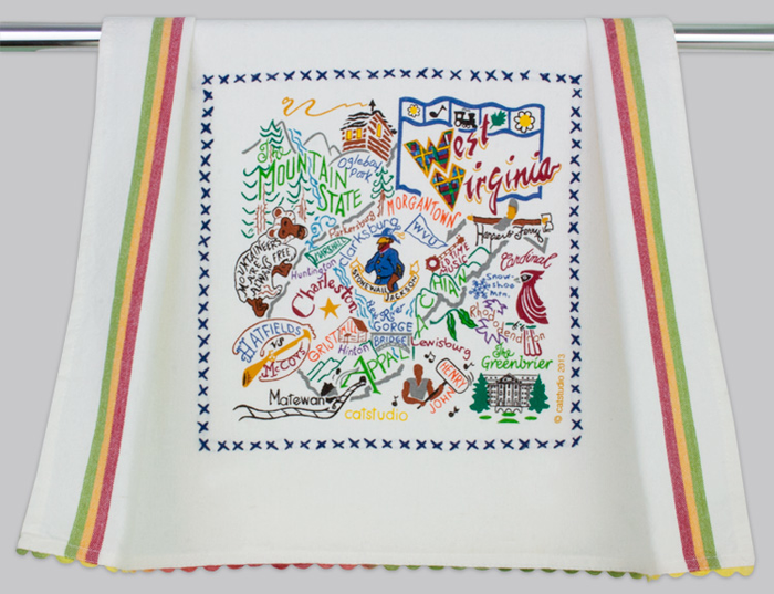 WEST VIRGINIA DISH TOWEL BY CATSTUDIO