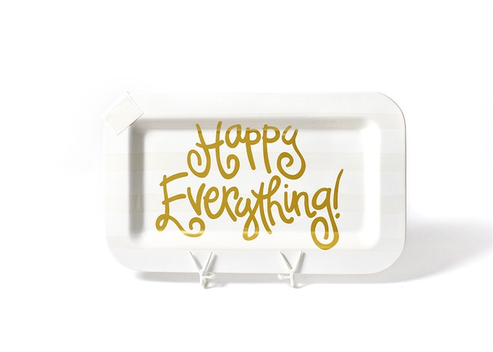 HAPPY EVERYTHING WHITE STRIPE HAPPY EVERYTHING MINI RECTANGLE PLATTER