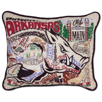 UNIVERSITY OF ARKANSAS PILLOW BY CATSTUDIO