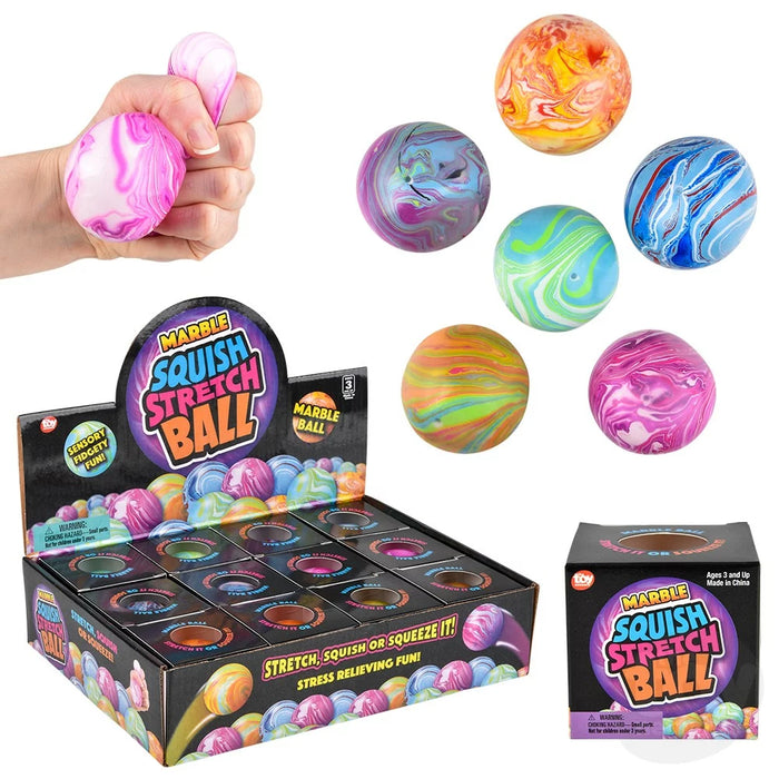 2.33" Squish And Stretch Marbleized Gummi Ball