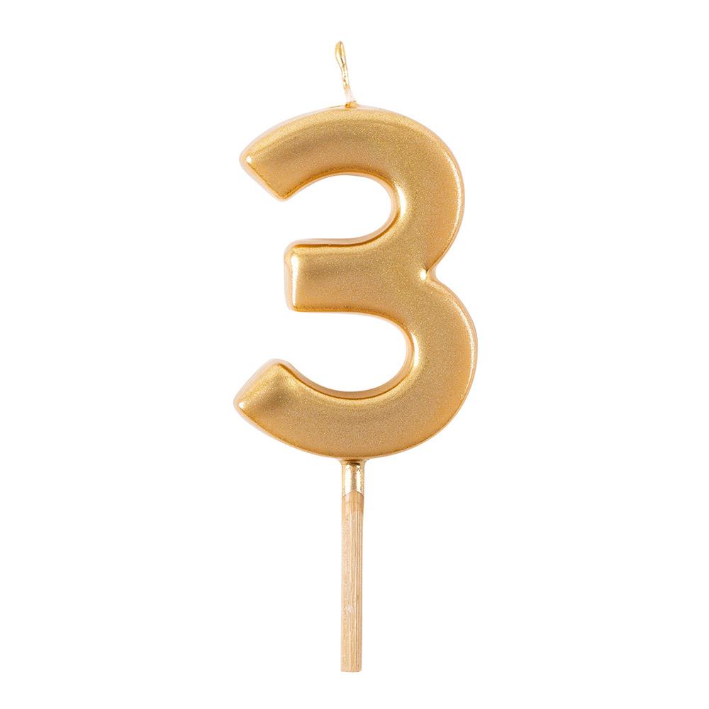 Number Birthday Candle - 3 - Gold - A. Dodson's