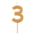 Number Birthday Candle - 3 - Gold - A. Dodson's