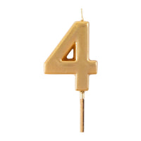 Number Birthday Candle - 4 - Gold