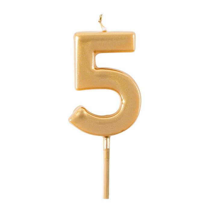 Number Birthday Candle - 5 - Gold