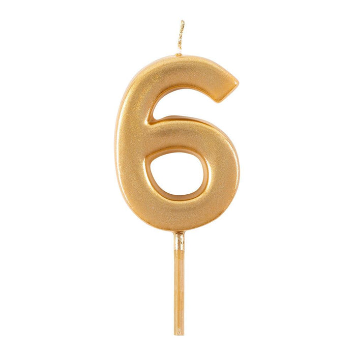 Number Birthday Candle - 6 - Gold