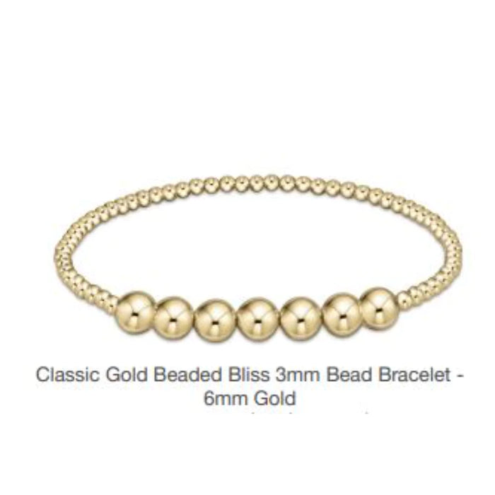 classic beaded bliss 3mm bead bracelet - 6mm gold by enewton