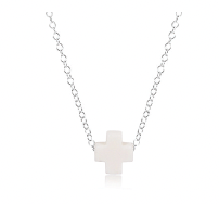 16" necklace sterling - signature cross - off-white by enewton