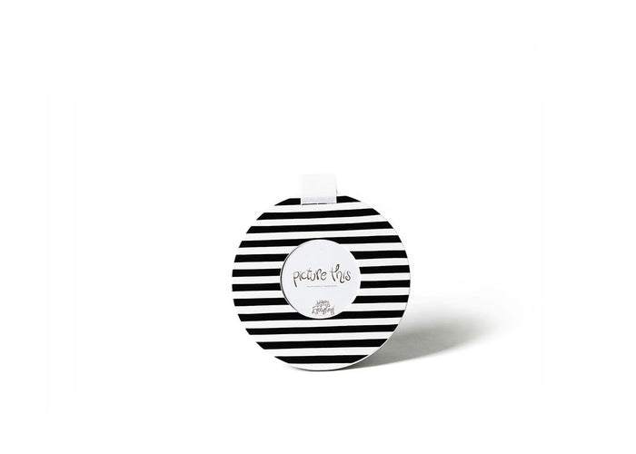 Happy Everything Black Medium Stripe Mini Round Frame