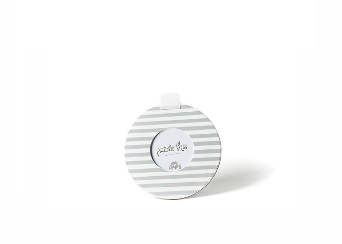 Happy Everything Stone Medium Stripe Mini Round Frame