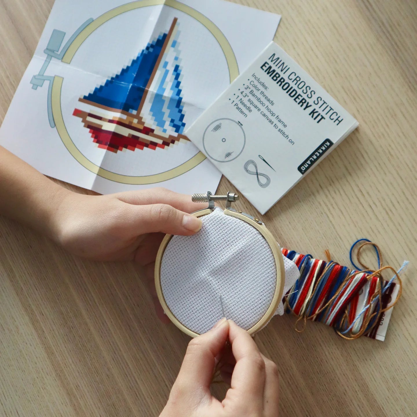 Mini CrossStitch Embroidery Kit Sailboat - A. Dodson's
