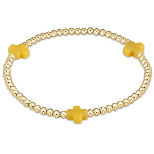 signature cross gold pattern 3mm bead bracelet - red by enewton