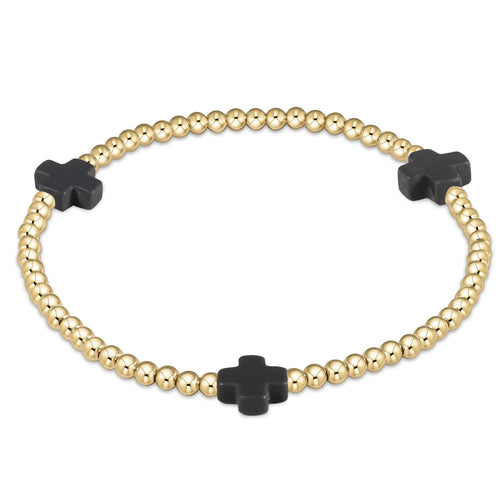 signature cross gold pattern 3mm bead bracelet - charcoal by enewton - A. Dodson's