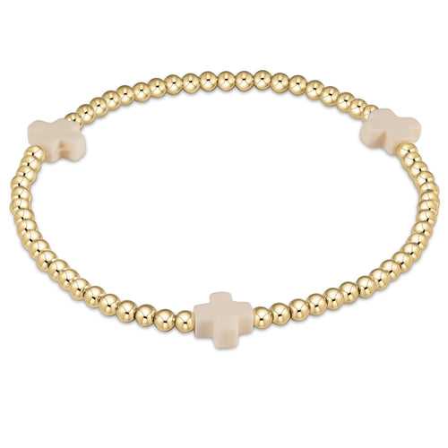 signature cross gold pattern 3mm bead bracelet - off-white by enewton - A. Dodson's
