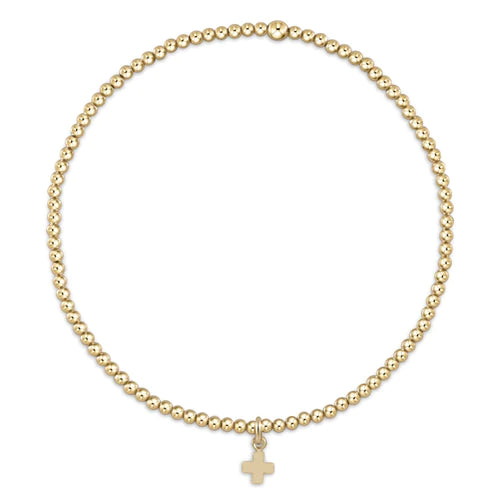 egirl classic gold 2mm bead bracelet - signature cross gold charm by enewton