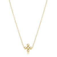 16" necklace gold - classic beaded signature cross gold - 3mm bead gold by enewton