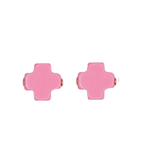 signature cross studs - bright pink by enewton