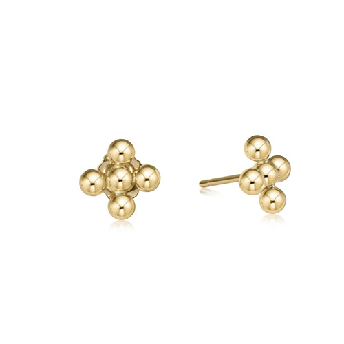 classic beaded signature cross stud - 3mm bead gold by enewton