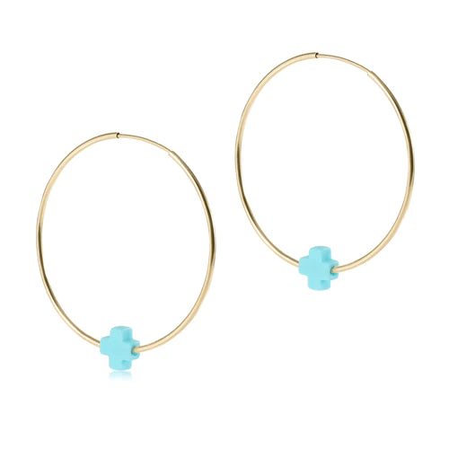 endless gold 1.75" hoop - signature cross - turquoise by enewton